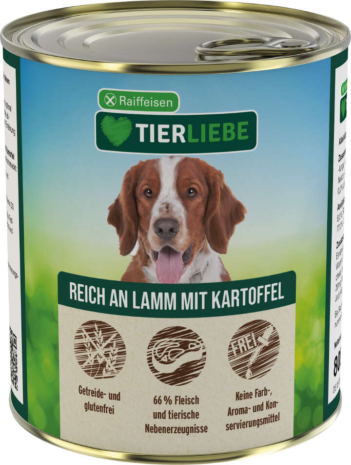 TIERLIEBE Hunde-Nassfutter Reich an Lamm mit Kartoffel
